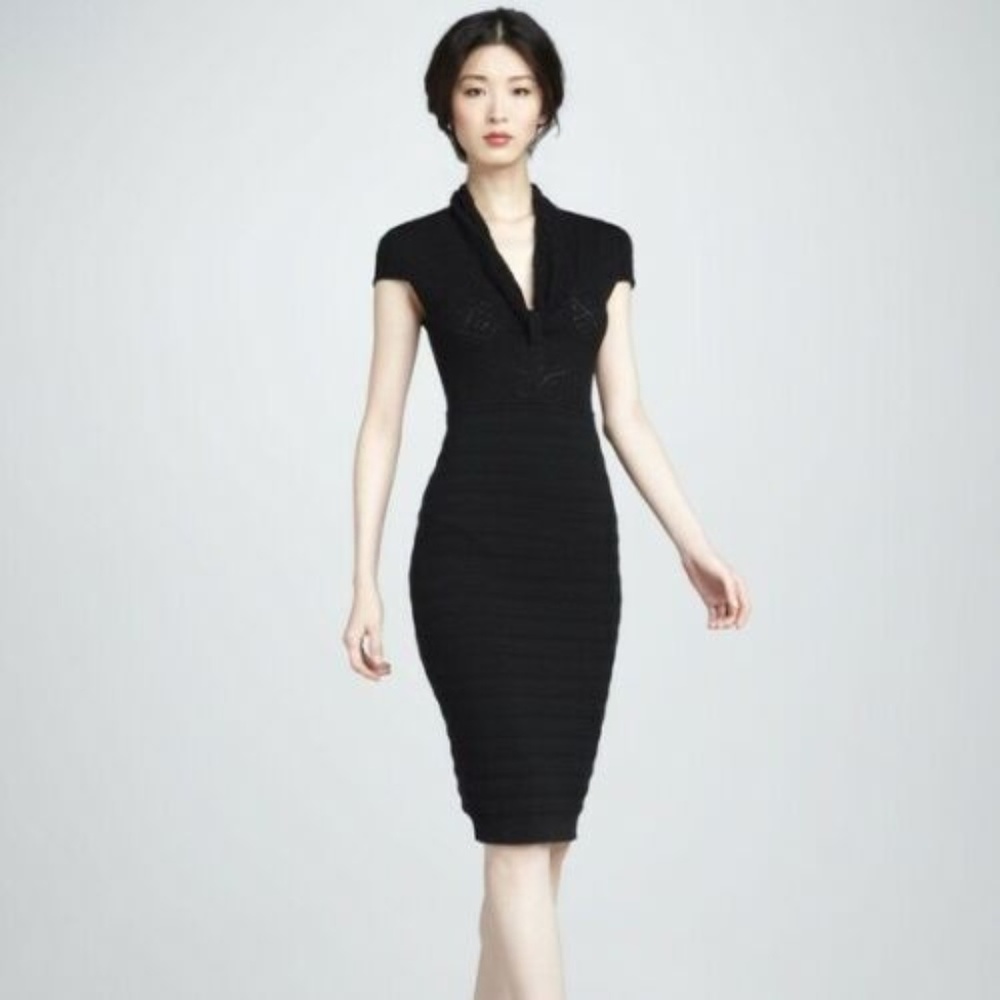 Catherine Malandrino Black Slim Knit Dress SIZE M